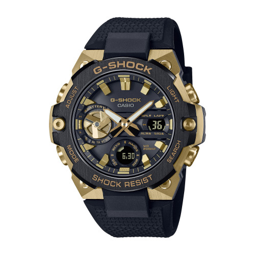 Men's Gold-Tone and Black Resin Strap Watch 49.6mm GSTB400GB1A9