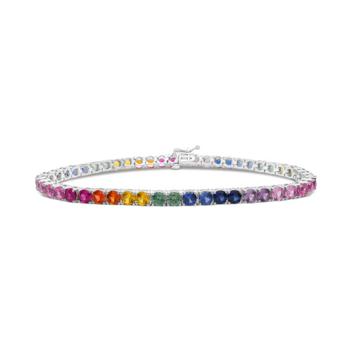 Lab-Created Multi-Sapphire Tennis Bracelet (16-5/8 ct. t.w.) in Sterling Silver
