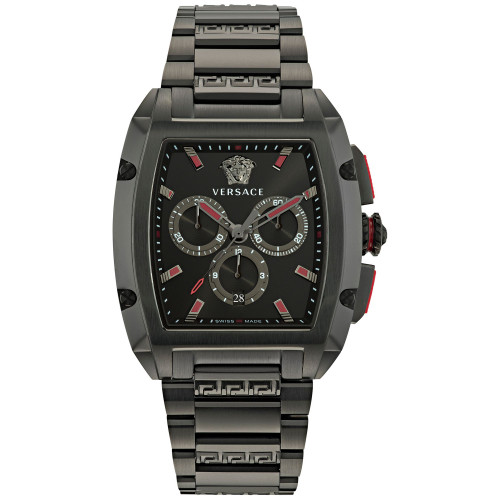 Men's Swiss Chronograph Dominus Black Ion Plated Bracelet Watch 42x50mm