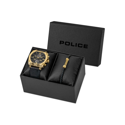 Men's Norwood Black Assorted Mix Material Strap Multi-Function Watch and Bracelet 45mm Gift Set, 2 Piece