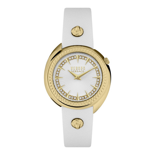 Women's Tortona Crystal 2 Hand Quartz White Genuine Leather Watch, 38mm