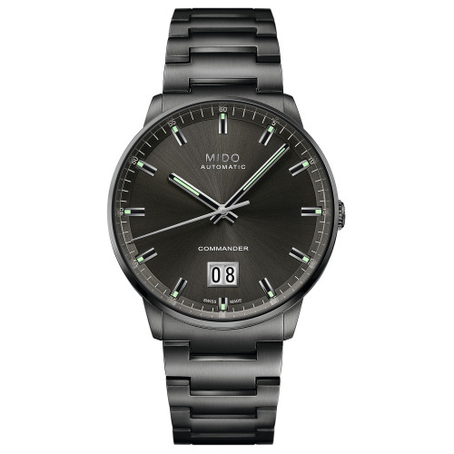 Men's Swiss Automatic Commander Big Date Black PVD Stainless Steel Bracelet Watch 42mm