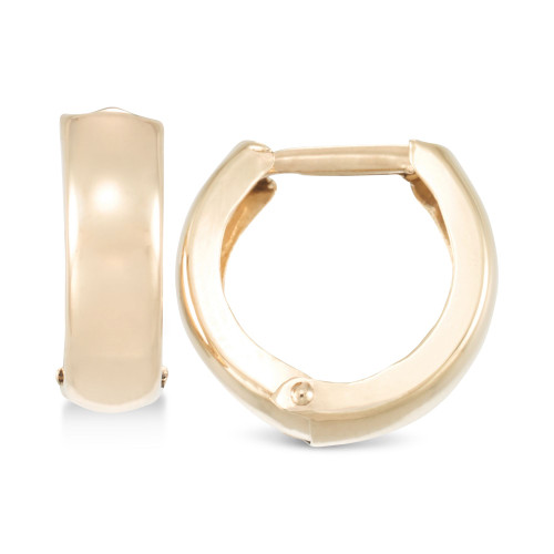 Polished Wide Huggie Hoop Earrings in 10k Gold