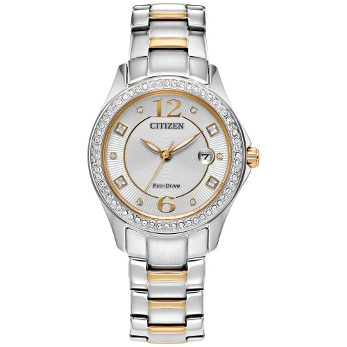 Eco-Drive Women's Crystal Two-Tone Stainless Steel Bracelet Watch 30mm