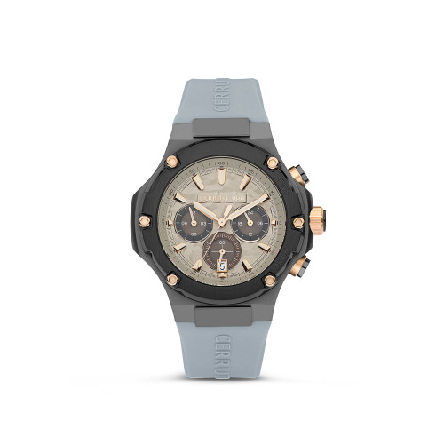 Men's Lucardo Collection Gray Dark Silicone Strap Watch 44mm