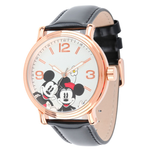 Disney Mickey Mouse & Minnie Mouse Men's Shinny Rose Gold Vintage Alloy Watch