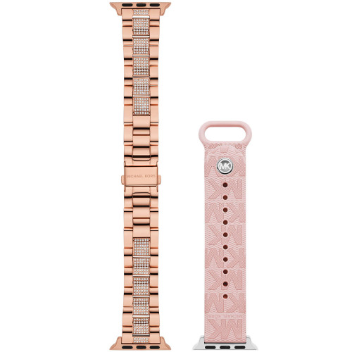 Women's Blush Rubber and Rose Gold-Tone Stainless Steel 2-Piece Interchangeable Band Set for Apple Watch 38mm and 41mm
