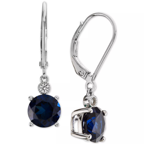 Lab-Created Sapphire (2-7/8 ct. t.w.) & White Sapphire Accent Drop Earrings in Sterling Silver (Also Available in Lab-Created Ruby)