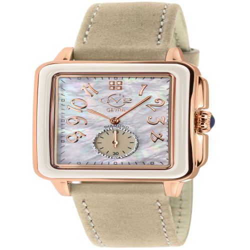 Women's Bari Enamel Swiss Quartz Italian Tan Leather Strap Watch 34mm