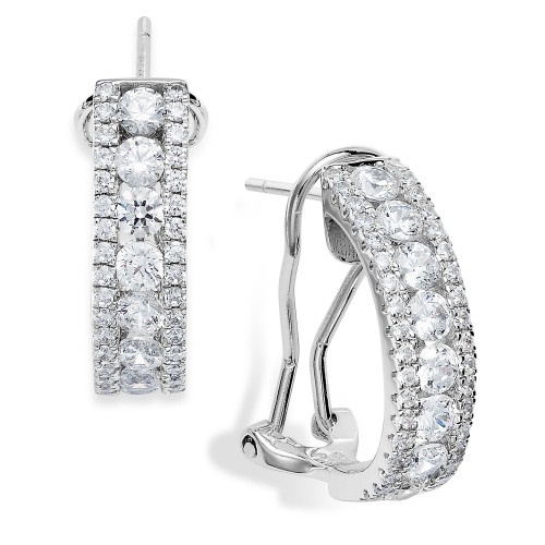 Arabella Sterling Silver Cubic Zirconia Three-Row Hoop Earrings (4 ct. t.w.)