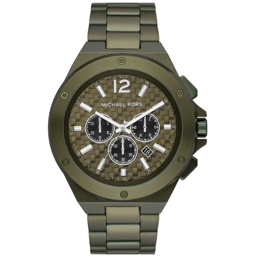 Men's Lennox Quartz Chronograph Olive Stainless Steel Watch 48mm