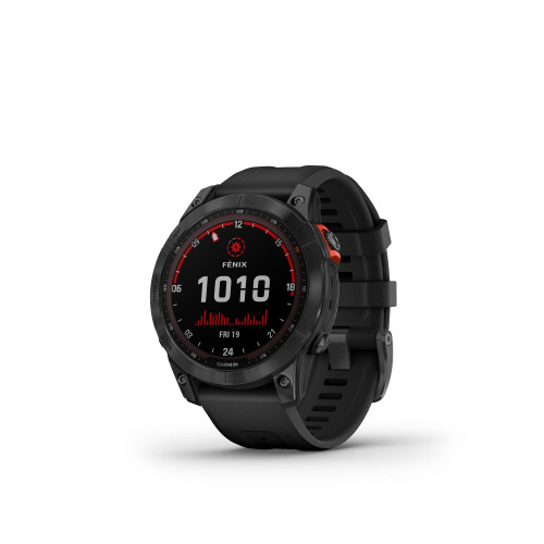 Unisex Fenix 7 Solar Slate Gray with Black Silicone Band Smart Watch 47mm