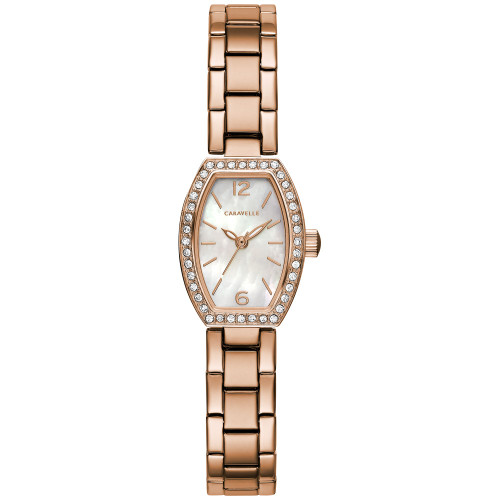 Women's Crystal Accent Rose Gold Tone Stainless Steel Bracelet Watch 18mm