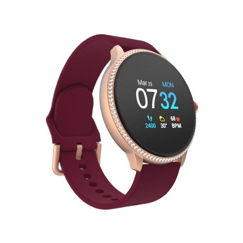 Sport 3 Women's Special Edition Touchscreen Smartwatch: Rose Gold Crystal Case with Merlot Strap 45mm