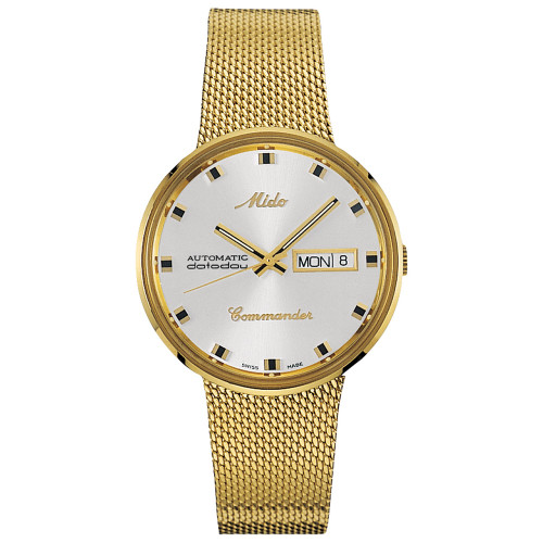 Men's Swiss Automatic Commander Gold-Tone PVD Stainless Steel Mesh Bracelet Watch 37mm