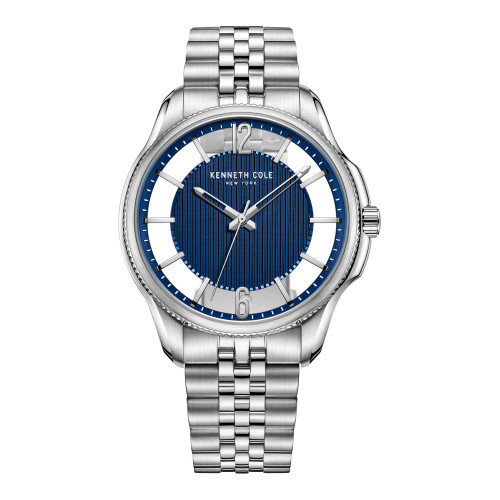 Men's Transparency Dial Silver-Tone Stainless Steel Bracelet Watch 42mm