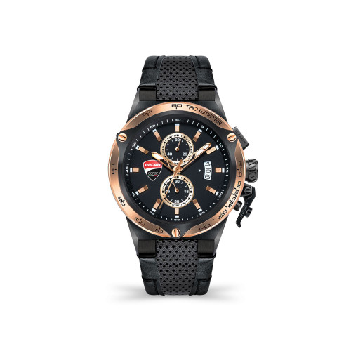 Men's Giro Uno Black Genuine Leather Strap Watch 45mm