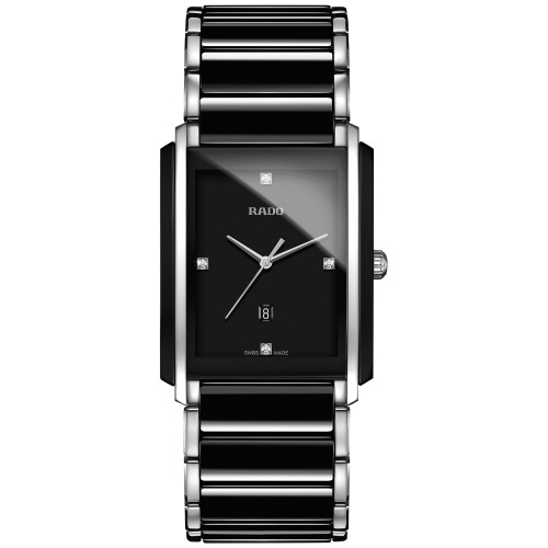 Unisex Swiss Integral Diamond Accent Black Ceramic and Stainless Steel Bracelet Watch 31mm R20206712