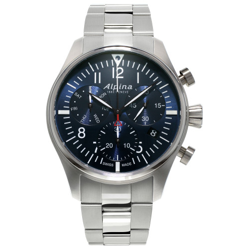 Men's Swiss Automatic Chronograph Startimer Pilot Stainless Steel Bracelet Watch 42mm