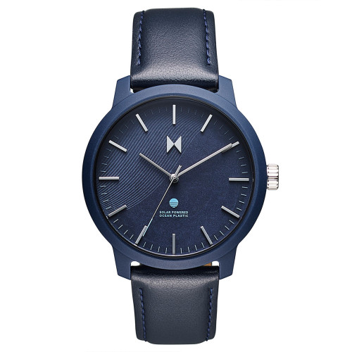 Men's Legacy Solar Quartz Blue Leather Strap Watch 42mm