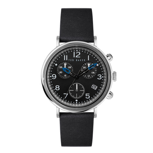Men's Mimosaa Chrono Black Leather Strap Watch 41mm