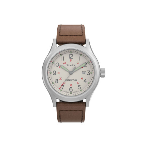 Men's Expedition Sierra Brown Leather Strap Watch 41 mm