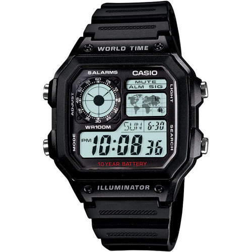 Unisex Digital Black Resin Strap Watch 39.5mm