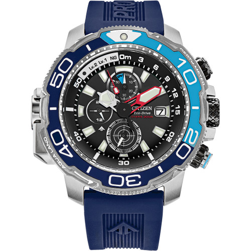 Eco-Drive Men's Chronograph Promaster Aqualand Blue Polyurethane Strap Watch 46mm