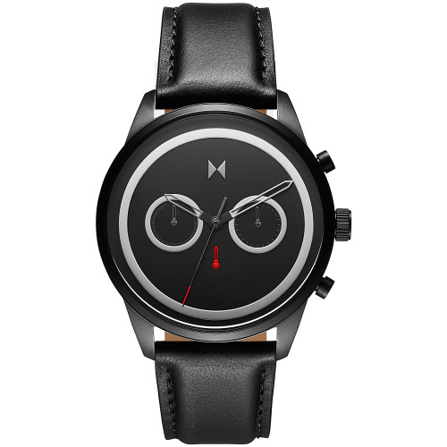 Men's Chronograph Powerlane Black Leather Strap Watch 43mm