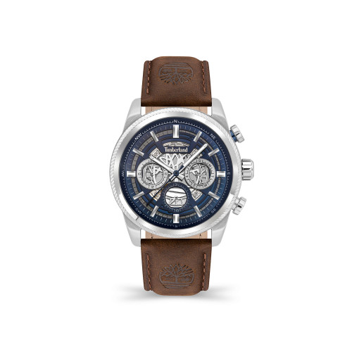 Men's Hadlock Dark Brown Leather Strap Watch 46mm