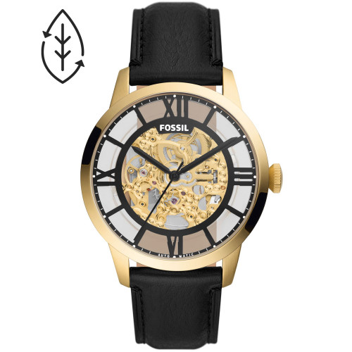 Men's Townsman Black Leather Strap Watch 44mm