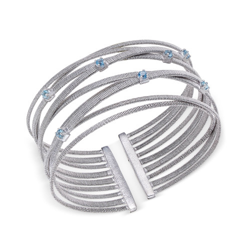 Swiss Blue Topaz Multi-Row Cuff Bracelet (3/4 ct. t.w.) in Sterling Silver