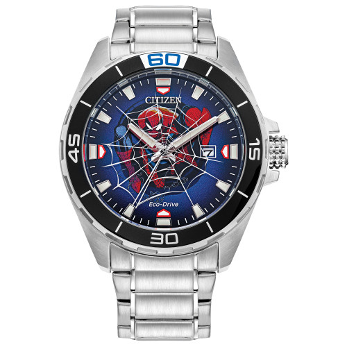 Eco-Drive Men's Marvel Spider-Man Stainless Steel Bracelet Watch 44mm