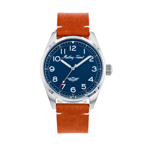 Men's Heritage Collection Three Hand Brown Genuine Leather Strap Watch, 42mm