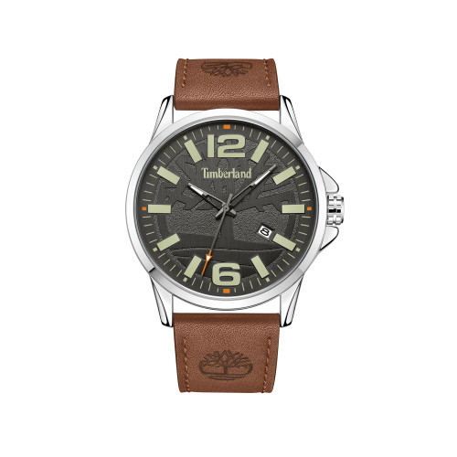Men's Bernardston Brown Leather Strap Watch 45.5mm