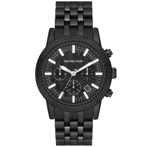 Men's Hutton Chronograph Black Stainless Steel Bracelet Watch, 43mm
