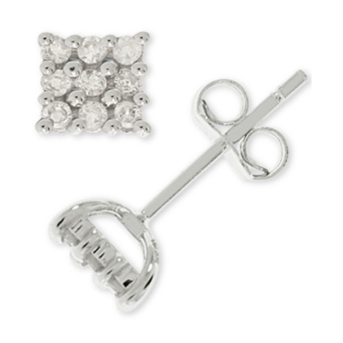 Diamond Square Cluster Stud Earrings (1/5 ct. t.w.) in Sterling Silver