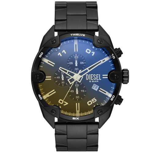 Men's Spiked Black-Tone Stainless Steel Bracelet Watch, 49mm