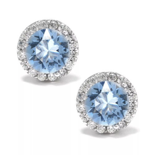 Fine Crystal Round Halo Stud Earrings in Sterling Silver, Created for Macy's