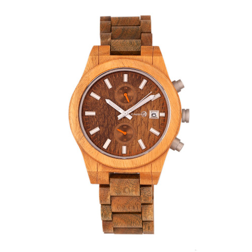 Castillo Wood Bracelet Watch W/Date Olive 45Mm
