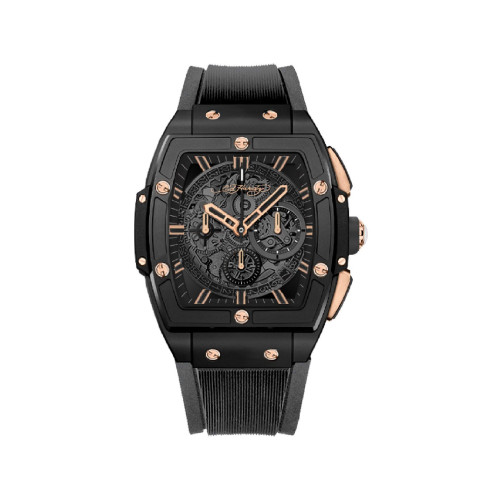 Men's Black Textured Silicone Strap Watch 48mm