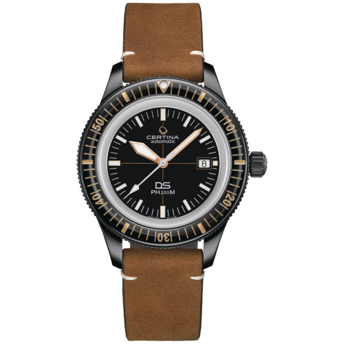 Men's Swiss Automatic DS PH200M Brown Leather Strap Watch 43mm