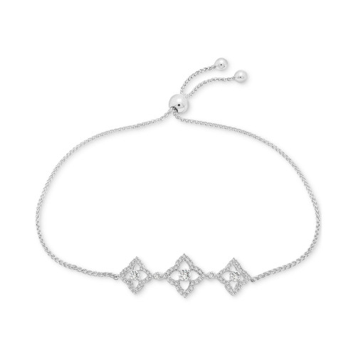 Diamond Clover Bolo Bracelet (1/2 ct. t.w.) in Sterling Silver, Created for Macy's