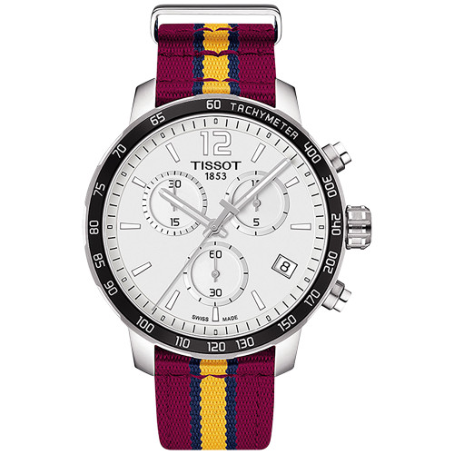Unisex Swiss Chronograph Cleveland Cavaliers Quickster Wine, Yellow & Navy Strap Watch 42mm
