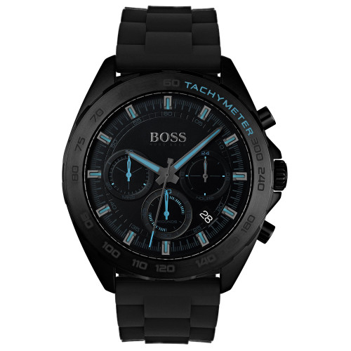 Men's Chronograph Intensity Black Rubber Strap Watch 44mm