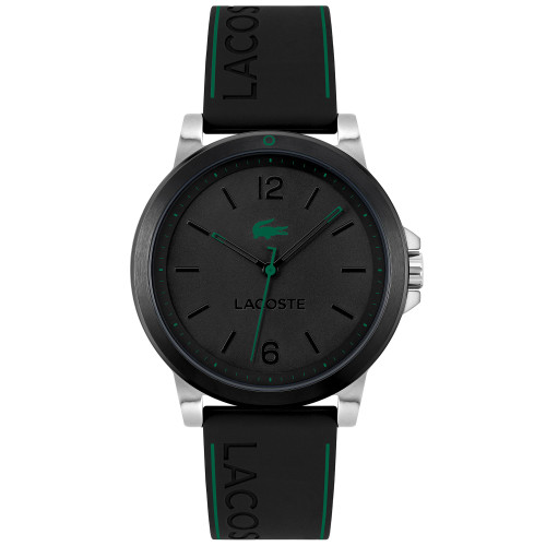 Men's Court Black Silicone Strap Watch 42mm
