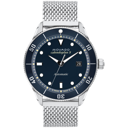 Men's Heritage Calendoplan Swiss Automatic Silver-Tone Stainless Steel Bracelet Watch 43mm