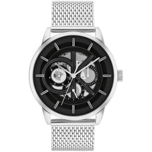 Men's Silver-Tone Stainless Steel Mesh Bracelet Watch 43mm