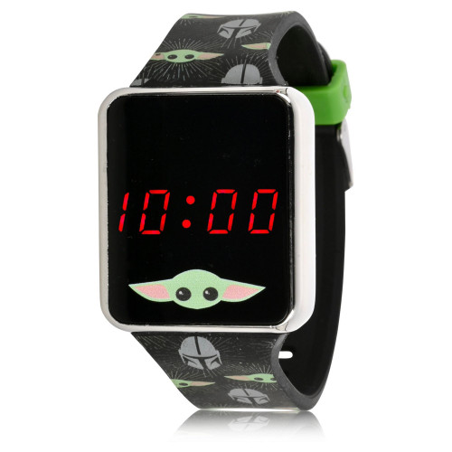 Star Wars Kid's Baby Yoda Touch Screen Black Silicone Strap LED Watch, 36mm x 33 mm