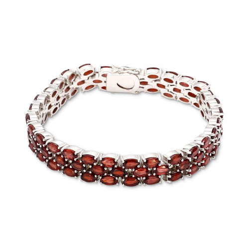 Amethyst Triple Row Link Bracelet (17-3/8 ct. t.w.) in Sterling Silver (Also in London Blue Topaz, Garnet, Blue Topaz & Peridot)